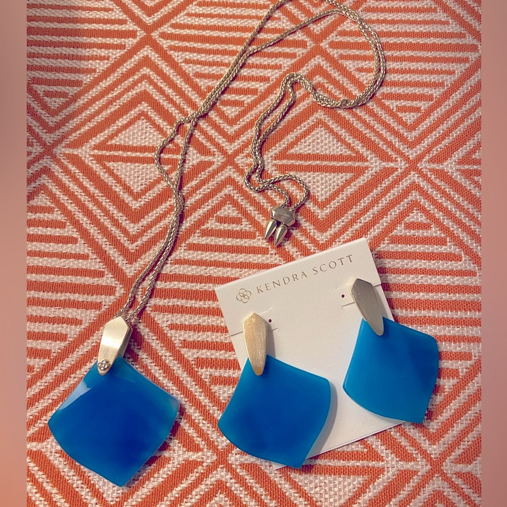 EUC Kendra Scott Aislinn and Astoria Blue Agate Set